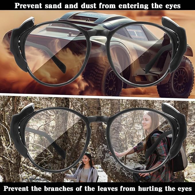 Gjinxi 2 Pairs Side Shields for Glasses, Flexible Safety Black Protective Eyewear Covers, Glasses Side Shields for Eyeglasses