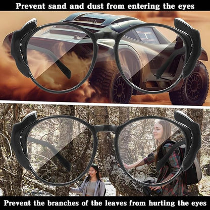 Gjinxi 2 Pairs Side Shields for Glasses, Flexible Safety Black Protective Eyewear Covers, Glasses Side Shields for Eyeglasses