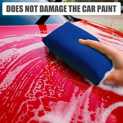 4 PCS Bug Scrubber Sponge Car, Bug Remover Wash Sponge，Car Cleaning Sponge for Bugs, Tar, Grime - Paint-Safe, Reusable Wash Sponges Kit(Blue)