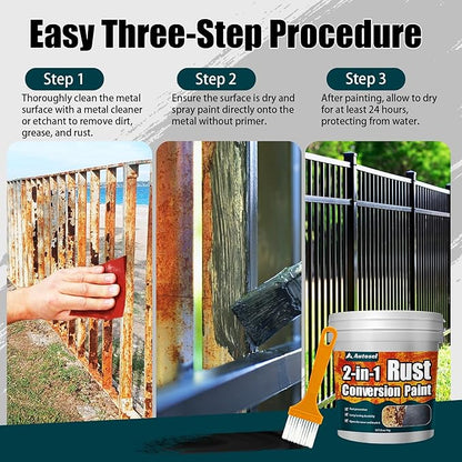 2-in-1 Rust Converter & Metal Primer, Stops Rust,Rust Inhibitor Paint for Metal, Rust Conversion Paint, Heat-Resistant Anti Rust Coating for Car, Marine, Industrial, Chassis, Long-Lasting (34.9 oz)