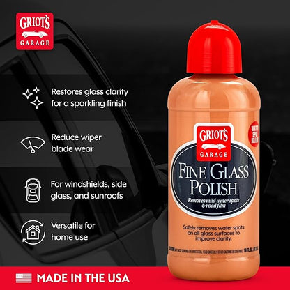 Griot's Garage Fine Glass Polish, Car Window, Windshield Polishing Cleaner for Automotive and Home, Removes Stains and Water Spots, 11017, 16 oz