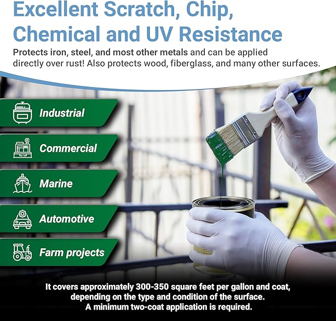 RUST BULLET DuraGrade Color - Green - 1 Quart - Advanced Technology Corrossion Control, Rust Inhibitor & Protective Coating, Exceptional Adhesion, UV Resistant