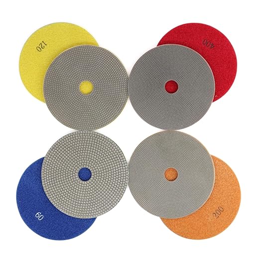 HOMESOM 5 Inch 4 Pcs Electroplated Diamond Polishing Pads for Stone Ceramic Metals Granite Marble Grinding for Sander Grinder(Grit 60 120 200 400)