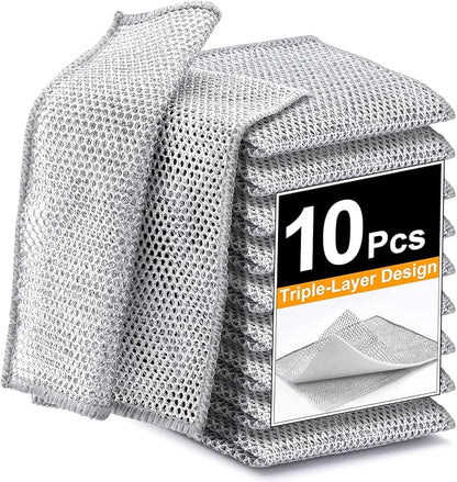 Inkhut Non Scratch Wire Dishcloth, Multipurpose Wire Dishwashing Rag for Wet and Dry, Multifunctional Dish Rags for Washing Dishes Kitchen Cleaning