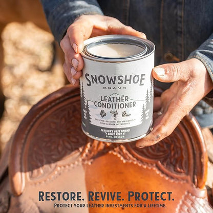 Snowshoe Leather Conditioner, Made in USA Since 1927 - Protect, Condition, Restore & Waterproof - Leather Conditioner for Furniture, Couch, Purses, Shoes, Boots, Gloves, Saddles (Quart)
