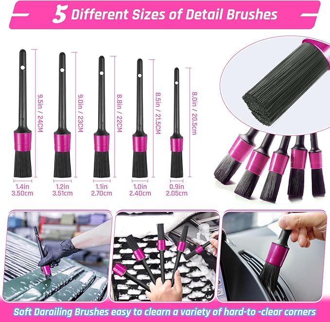 35PCS Car Detailing Kit Interior Cleaner with High Power Handheld Vacuum,Car Wash kit with Detailing Brush Set,Car Interior Detailing Kit,Pink Car Accessories for Motorcycle,Cars Gifts for Women