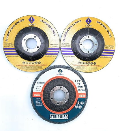 SIGNI Aluminum Grinding and Polishing Set, 4-1/2" Diameter, 7/8" Arbor, Silicon Carbide & Nylon Wheels, Compatible with Angle Grinder