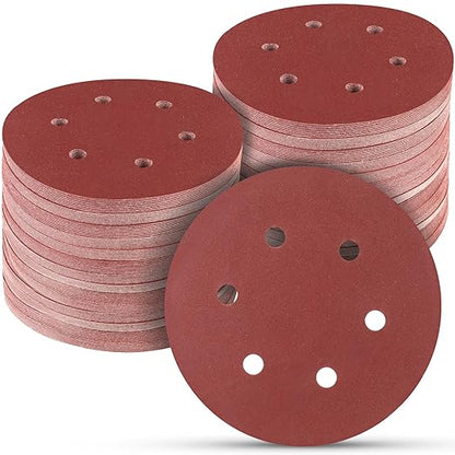 100 PCS 6 Inch Sanding Discs 600 Grit, 6 Hole Hook and Loop Sandpaper, Round Orbital Sand Paper Discs for Sander