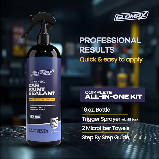 Car Wax Spray and Ceramic Coating For Cars With Added UV Protection (16 oz)- Long Lasting Shiny Car Stuff - Spray Wax For Cars With 2 Micro Fiber Towels, Waterless Wash