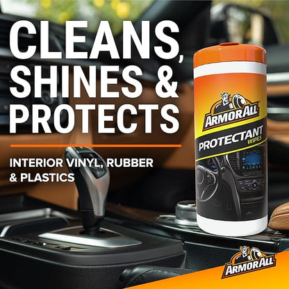 Armor All Protectant, Glass and Cleaning Wipes, Wipes for Car Interior and Car Exterior, 30 Count Each (Pack of 3)