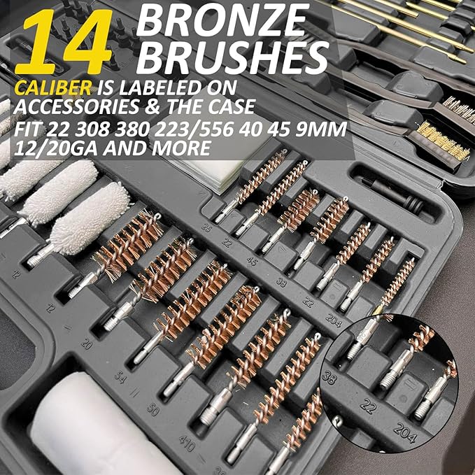 iunio Gun Cleaning Kit, Universal Gun Cleaning Kit for All Caliber Shotgun Pistol Rifle Cleaning Kit with Mat Portable Case