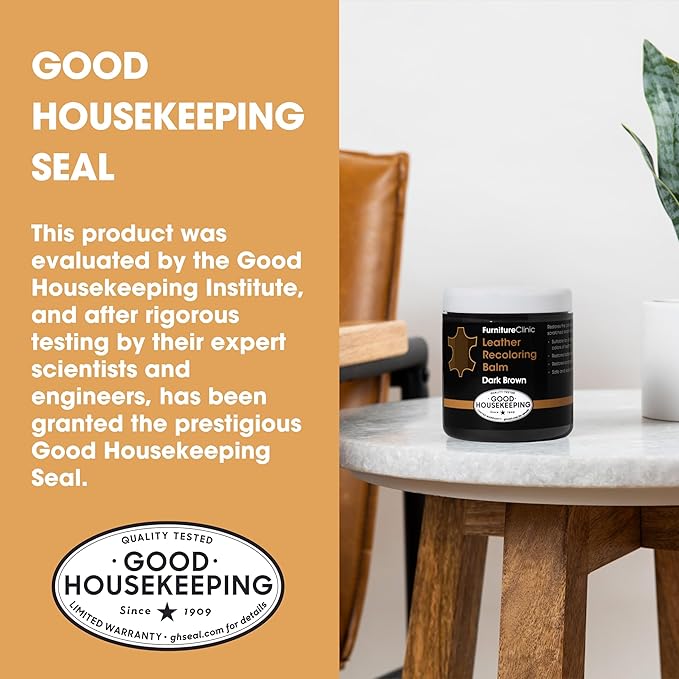 The Original Leather Recoloring Balm by Furniture Clinic - Black Leather Dye for Furniture, Couches & Car Seats - Restore Scratched, Faded, & Damaged Surfaces