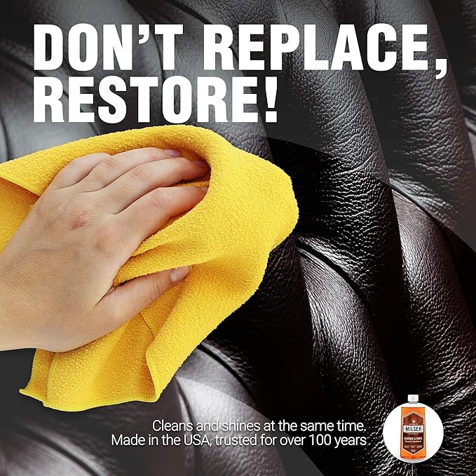 Milsek Vinyl - Leather Cleaner and Conditioner & Microfiber Cleaning Towel, 12-Ounce, LCT-1