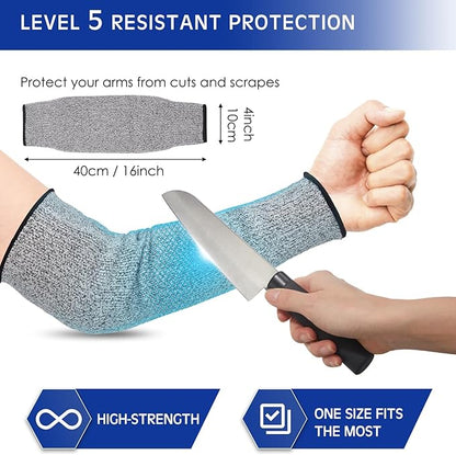 Geyoga 2 Pairs Arm Sleeves Guards Arm Protectors for Thin Skin and Bruising Protective Cut Resistant Sleeves for Men Women(Large,Hppe,Gray)