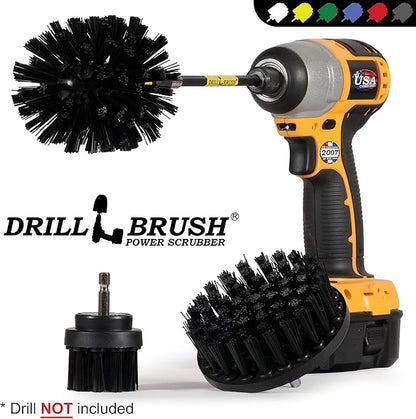 BBQ Scrubbing Brush Set - Electric Spin Scrubber Grill Accessories - Grill Brush Cleaning Kit with Extension - Outdoor Cleaning Supplies - Industrial Scrubbing - Driveway Cleaner