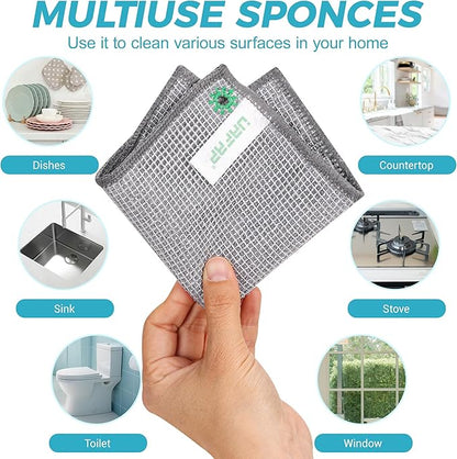 UAFAP 12 Pcs New Upgrade 3-Layer Non Scratch Wire Dishcloth,Cleans Fast Without Scratching, Stands Up to Stuck-on Grime, Multi-Surface Safe, Cleaning Power for Everyday Jobs 7.87“ x 7.87”