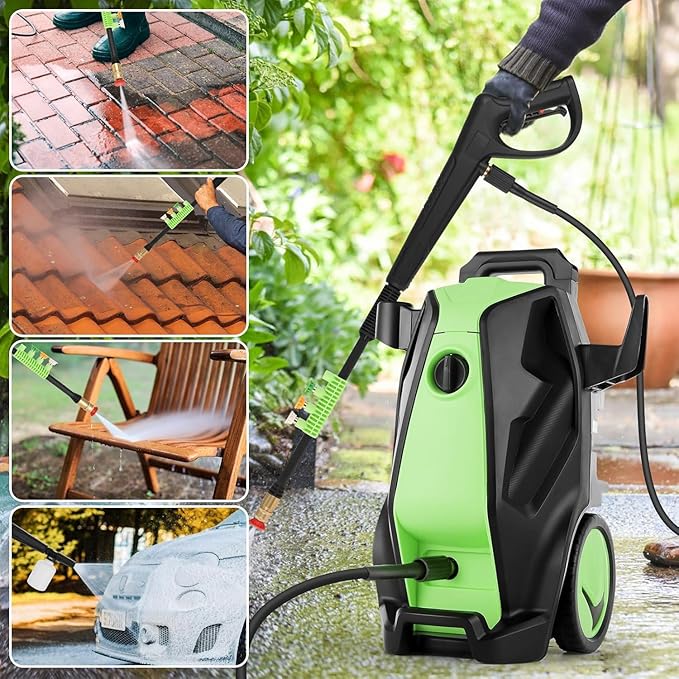 Electric Pressure Washer, 5000 PSI 4.0 GPM Heavy Duty Power Washer with Foam Cannon, 4 Nozzle Tips,33FT Hose and Soap Bottle for Home/Cars/Driveways/Patios/Decks/Fences,Dark Green