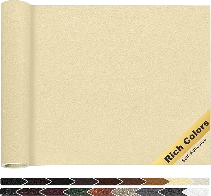 KING MOUNTAIN Leather Repair Patch,16 x 60 Inches self Adhesive Leather Repair Tape for Damaged Leather Furniture, Sofa Seating,Car Seats, Leather Goods(Beige Yellow)