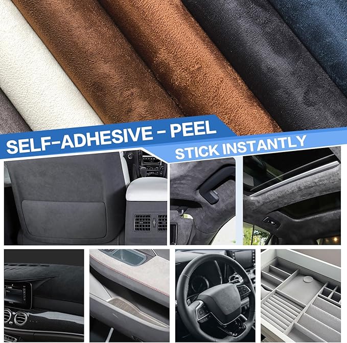 Suede Repair Patch, 8x79 inch Large Faux Suede Leather Fabric，Self-Adhesive Fabric Patches for Furniture, Couch, Sofa, Car Interior, Shoes, Hand Bag, Jewelry Boxes ﻿ (Brown)