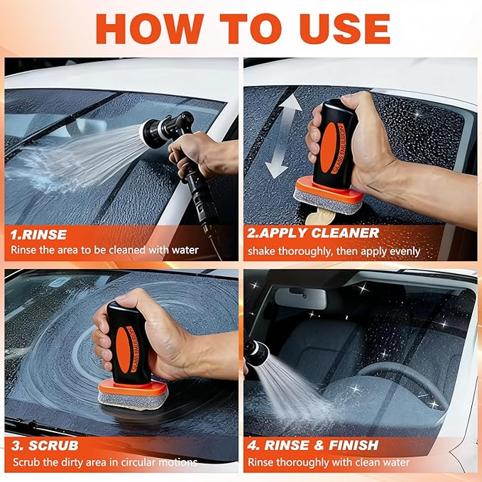 2Pcs Glass Oil Film Remover for Car, New Oil Film Cleaning Glass Emulsion for Car Windows, Automotive OilFilm Cleaning Remover, Improves Visibility & Safe Driving (Emulsion + Brush Board,100g)