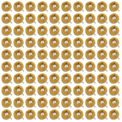 100 PCS Abrasive Buffing Wheels,1 Inch Buffing Polishing Wheel Set for Rotary Tool Accessorie 1/8'' (3mm) Shank, Yellow 80 Grits for Metal,Wood, Rust Removal