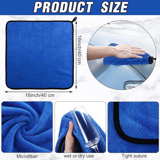 Tallew 80 Pcs Microfiber Towels 16 Inch x 16 Inch Microfiber Cloth Car Drying Towels for Cars Washing Polishing Office Windows Cleaning Household Supplies (Blue)