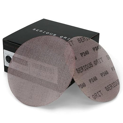 Serious Grit - 6-Inch 220 Grit Ceramic Mesh Sanding Discs - Hook & Loop Dust-Free Net Abrasive for Wood, Drywall, Paint, Auto Body - Long Life Ceramic Grain - Universal Fit 125mm Sandpaper - 50 Pack