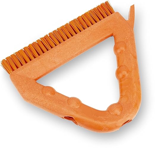 SPARTA Plastic Commercial Grout Brush, Triangle-Shaped Scrub Brush with Scraper and Two Threaded Holes for Attaching Handle (Sold Separately), 9 x 7 x 7 Inches, Orange