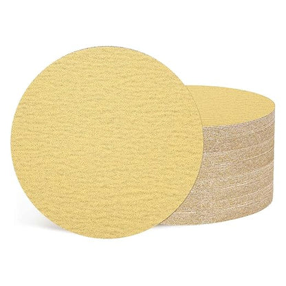 Kozelo 50 Pcs Sanding Discs 8 Inch 80 Grit Hook and Loop Random Orbital Sandpapers Suitable for Drywall Sander Wood Metal Furniture, Yellow