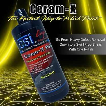 CSI Ceram-X Car Polish | 2-Gallons | One-Step Paint Correction to High-Gloss Finish | Water Based Formulation | Filler-Free | Body Shop Safe