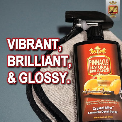 Pinnacle Natural Brilliance Crystal Mist Detail Spray | Carnauba Wax-Based Formula for Shine & Protection | Extends Existing Wax Shine | Spray Bottle & Refill Combo | PIN-370-COMBO | 16oz & 128oz