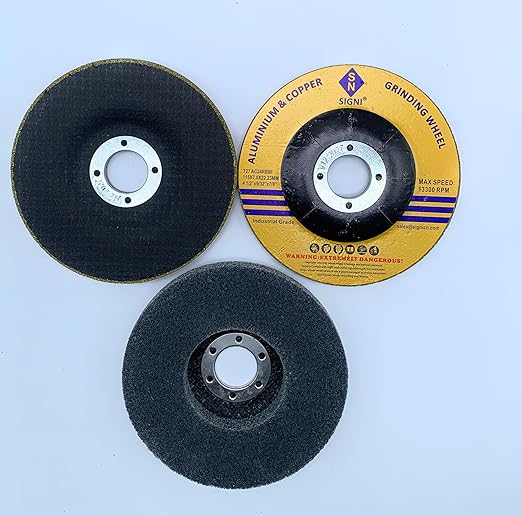 SIGNI Aluminum Grinding and Polishing Set, 4-1/2" Diameter, 7/8" Arbor, Silicon Carbide & Nylon Wheels, Compatible with Angle Grinder