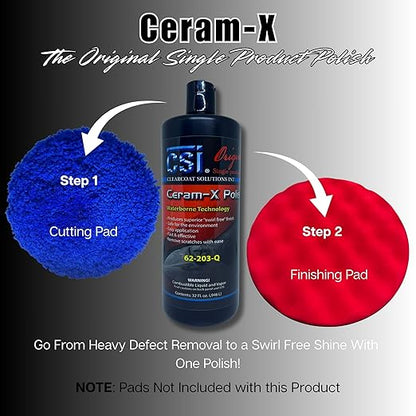 CSI Ceram-X Car Polish | The Original Single Product Polish | Heavy Defect Removal to Swirl Free Shine | Water Based Formulation | Filler-Free | Body Shop Safe