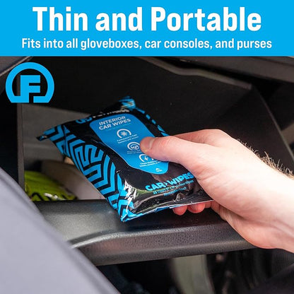Fortress Car Interior Wipes (25 ct, Pack of 2) for Car Interior Cleaning, Dashboard, Seats, Detailing, and Steering Wheel [Travel Size] Skin-Safe Car Interior Cleaner Supplies