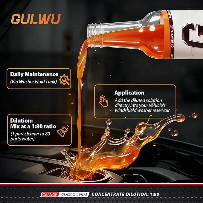 GULWU Car Cleaning Concentrate Kit - 1:80 Power Formula (15 Fl Oz), Removes Grease, Bugs, Grime from Windshields | Includes Microfiber Towels & Brush