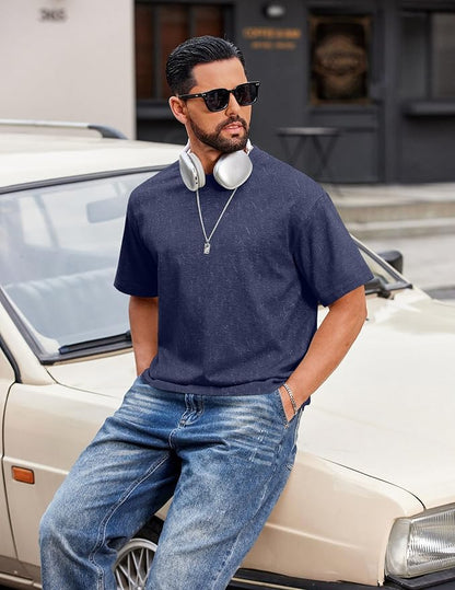 COOFANDY Men's Cotton T-Shirts Oversized Shirt Short Sleeves Streetwear Loose Fit Summer Tee Tops Washed Basic Unisex Shirts