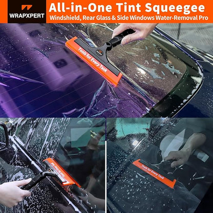 WRAPXPERT Window Tint Squeegee 8.27-inch Wide PU Blade for Car Window Tint Installation Flat Window Film Tint Tools for Car Front Windows Rear Glass Windshield Water Removal Bathroom Cleaning Kit