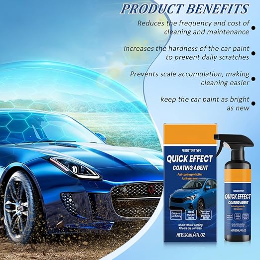 2Pcs Advanced Car Quick-Acting Coating Agent Spray, Quick Effect Coating Agent for Vehicle, Car Scratch Wax Polish Sprays, Multi-Purpose Oil Film Emulsion Glass Cleaner with Sponge and Cloth