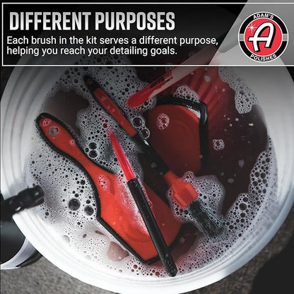Adam's Wheel & Tire Brush Combo (2-Item) - Includes Wheel Brush & Tire Brush for Cleaning Rubber, Plastic, Chrome, Metal, Aluminum, Rim & Spoke Surfaces