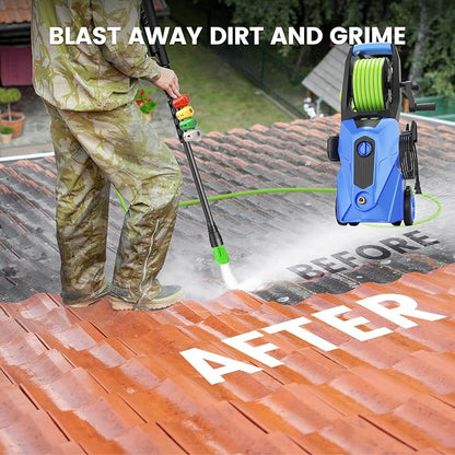 Electric Pressure Washer 5000 PSI 2.8 GPM Power Washers Electric Powered with 33ft Pressure Hose M22-14mm, 4 Nozzle and Foam Cannon, powerwashers for Home, Cars, Fences, Patio, Blue
