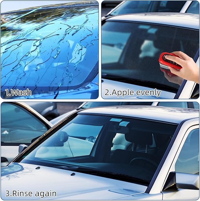 Goswar 2Pack Automotive Oil Film Cleaning Brush for Car Windows, Glass Cleaning Board, Oil Film Brush Improves Clarity and Visibility, Car Glass O il Film Remover