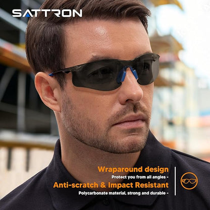 Safety Glasses Tinted 12 Pack, Protective Eyewear for Men Women UV Protection ANSI Z87.1, Safety Sunglasses Bulk Scratch Impact Resistant Eye Protection with Nose Pads for Construction Work Smoke