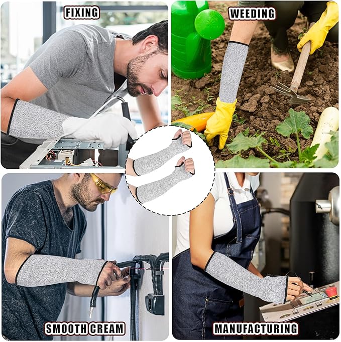 Tyqour 2Pcs Cut Resistant Sleeves Soft Arm Protectors Sleeve for Thin Skin and Bruising Safety Arm Sleeves Arm Guards for Biting Gardening Kitchen Farm Work
