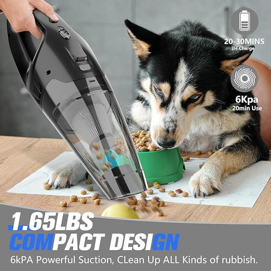 BSRCO Handheld Vacuum Cordless Rechargeable 3-in-1, Car Vacuum Portable Cordless with USB Charge, Handheld Vacuum with LED Light, HEPA Filter, 1.65LBs Lightweight Vacuum Cleaner for Dust, Pet Hair