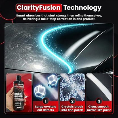 Clarity Compound - Polishing & Cutting Compound for Cars with ClarityFusion Technology - One Step Scratch Remover for Clear Coat & Paint Restoration - Removes Scratches, Swirls & Oxidation - 16 oz