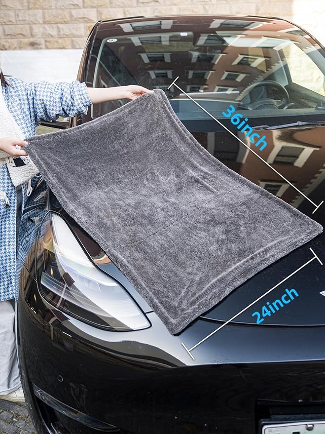 aokway Microfiber Car Drying Towel,Thickened and Absorbent Microfiber Towels, No Streaks, Scratch-Free, No Water Spots 24” x 36”（1 Pack）