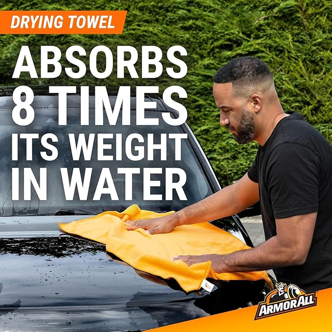 Armor All Car Wash and Car Interior Cleaner Kit, Includes Towel, Tire Foam, Glass Spray, Protectant Spray and Cleaning Spray, Multicolor, 5 Count (Pack of 1)