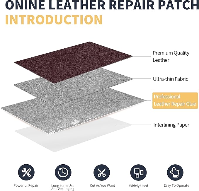 ONine Leather Repair Patch，Leather Repair Tape, 3 x 60 inches Leather Repair Patch for Furniture,Vinyl Repair Kit，Leather Couch Patch，for Sofas, Furniture, Car Seats, Office Chairs(Mulberry)
