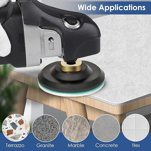 ZYZLE 17 PCS 4 Inch Diamond Polishing Pads Kit Wet/Dry with 5/8"-11 Backer Pad Granite Buffing Sanding Set 50-10000 Grit for Concrete Stone Marble Tile Quartz Rock