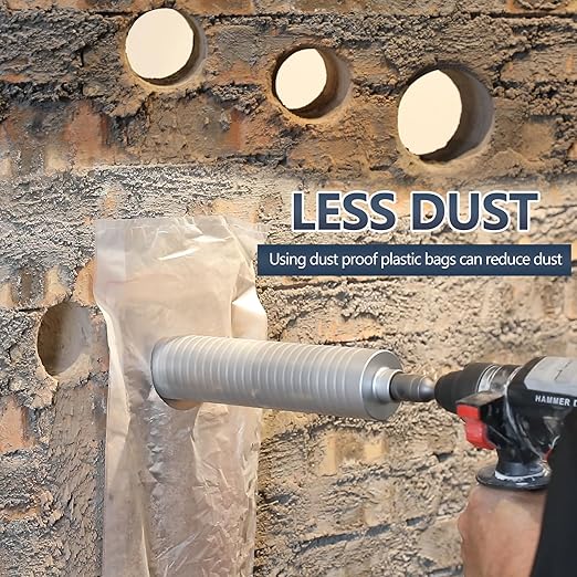 1-1/8 inch Diamond Dry Core Drill Bit, 10" Drilling Depth, 5/8"-11 Thread Core Drill Bit for Concrete Masonry Brick Block, Includes 3 Adapters SDS Plus, SDS Max and Hex (1-1/8 inch)